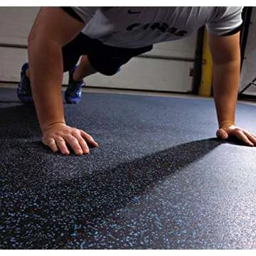 American Floor Mats Fit-Lock 3/8 Inch Heavy Duty Rubber Flooring - Interlocking Rubber Tiles (24" x 24" Tile) Solid Black 6' x 8' Set (12 Tiles Total) - Exercise Mats, Home Gym Sets