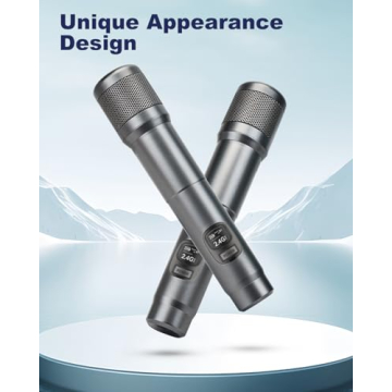 Wireless Microphone, Dual Cordless Handheld Dynamic Microphone with Rechargeable Receiver, Plug and Play, 200ft Range, Karaoke Microphone for Singing, Karaoke, Meeting, Conference, Church, Wedding