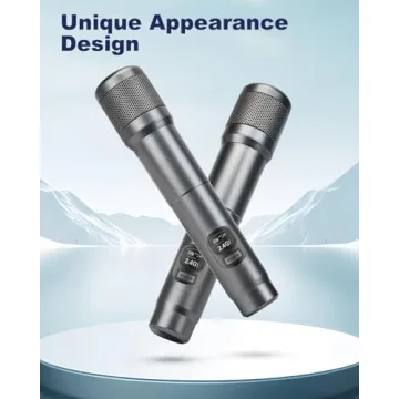 Wireless Microphone, Dual Cordless Handheld Dynamic Microphone with Rechargeable Receiver, Plug and Play, 200ft Range, Karaoke Microphone for Singing, Karaoke, Meeting, Conference, Church, Wedding