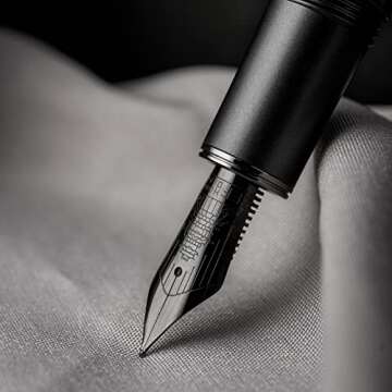 Hongdian N7 Gray Resin Piston Fountain Pen, Iridium Extra Fine Nib Classic Pen Rabbot on Cap Top, Smooth Writing Pen with Metal Box