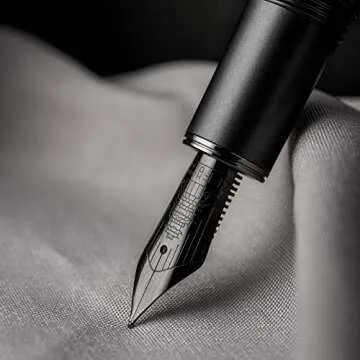 Hongdian N7 Gray Resin Piston Fountain Pen, Iridium Extra Fine Nib Classic Pen Rabbot on Cap Top, Smooth Writing Pen with Metal Box