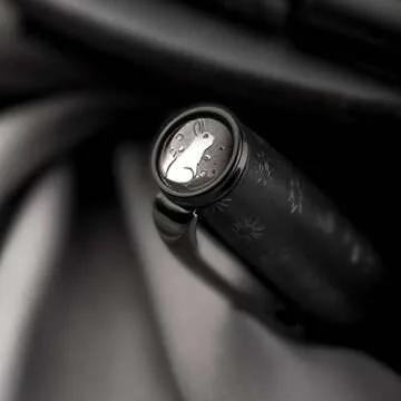 Hongdian N7 Gray Resin Piston Fountain Pen, Iridium Extra Fine Nib Classic Pen Rabbot on Cap Top, Smooth Writing Pen with Metal Box