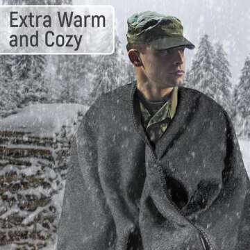JMR Wool Camping Blanket - Warm Heavy Car Blanket & Camp Quilt - Survival Emergency Blanket for Sleeping Outdoors - Multi-Use Wool Blanket for Camping, Car & Home - 70% Wool, Grey, 62X84