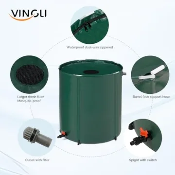 VINGLI 50 Gallon Collapsible Rain Barrel for Sustainable Water