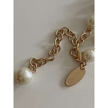 Classy Long Double Pearl Necklace with Floral Charms