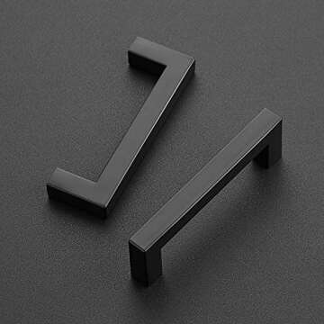 Ravinte 3 Pack 3-3/4 Inch Kitchen Square Cabinet Handles Matte Black Cabinet Pulls Black Drawer Pull...