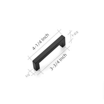 Ravinte 3 Pack 3-3/4 Inch Kitchen Square Cabinet Handles Matte Black Cabinet Pulls Black Drawer Pulls Kitchen Cabinet Hardware Kitchen Handles