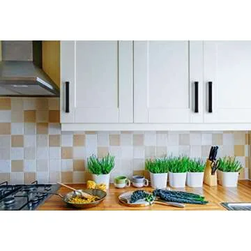 Ravinte 3 Pack 3-3/4 Inch Kitchen Square Cabinet Handles Matte Black Cabinet Pulls Black Drawer Pulls Kitchen Cabinet Hardware Kitchen Handles