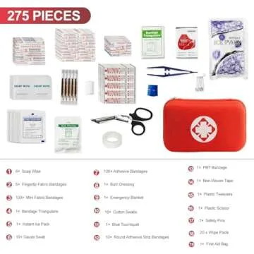 First Aid Kit for Home Hiking Camping Outdoor Sport, 275 Pieces Survival Supplies Emergency Kit, Min...