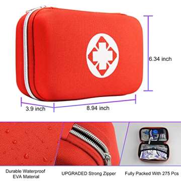 First Aid Kit for Home Hiking Camping Outdoor Sport, 275 Pieces Survival Supplies Emergency Kit, Mini Gear Bag with Basic First-aid Essentials for Emergency Cases angel wish