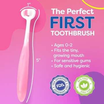 Extra Soft Toddler Toothbrush , Toddler toothbrushes 1-2 Toothhugger High Efficient 3 Sides Baby Toothbrush 12 months and up, Infant Toothbrush, Toddler Toothbrushes 1-3, Baby Toothbrush (3 Pack)