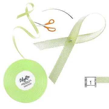Light Green Ribbon 1/4 Inches 36 Yards Satin Roll Perfect for Art, Wedding, Wreath, Baby Shower, Pac...