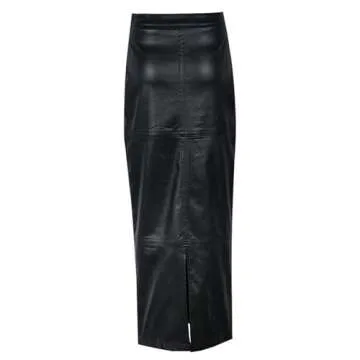 LEOROO Long Skirts for Women Trendy High Waisted A Line Business Casual Leather Maxi Skirt with Slit...