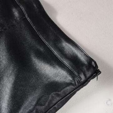 LEOROO Long Skirts for Women Trendy High Waisted A Line Business Casual Leather Maxi Skirt with Slit Dressy（Black,S