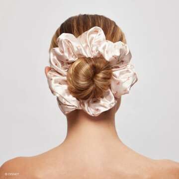 Kitsch x Disney Satin Scrunchies for Women - No Crease Hair Ties for Girls | Scrunchies For All Hair Types and Textures, Perfect for Day or Night - 2 Pcs, Desert Crown