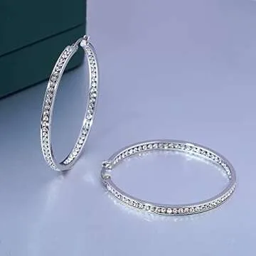 Elegant Stainless Steel Hoops with White Cubic Zirconia