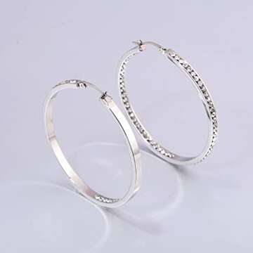 Elegant Stainless Steel Hoops with White Cubic Zirconia