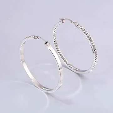 Elegant Stainless Steel Hoops with White Cubic Zirconia