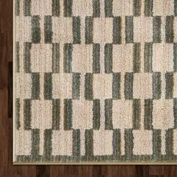 Jenni Yolo Home Hilda Area Rug - 5'3" x 7' Green Rectangle, Modern Geometric Blocks, Stain-Resistant, Non-Shedding, Easy to Clean, Soft, Durable Rug for Living Room, Bedroom, or Indoor Home Décor