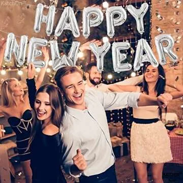 KatchOn, Silver Happy New Year Balloons - 16 Inch | New Years Balloons 2025, NYE Decorations 2025, New Years Eve Party Supplies 2025 | Happy New Year Decorations 2025 | New Years Decorations 2025