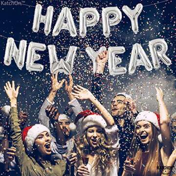 KatchOn, Silver Happy New Year Balloons - 16 Inch | New Years Balloons 2025, NYE Decorations 2025, New Years Eve Party Supplies 2025 | Happy New Year Decorations 2025 | New Years Decorations 2025
