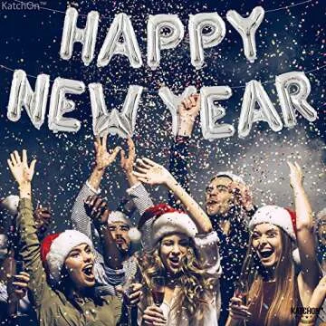 KatchOn, Silver Happy New Year Balloons - 16 Inch | New Years Balloons 2025, NYE Decorations 2025, New Years Eve Party Supplies 2025 | Happy New Year Decorations 2025 | New Years Decorations 2025