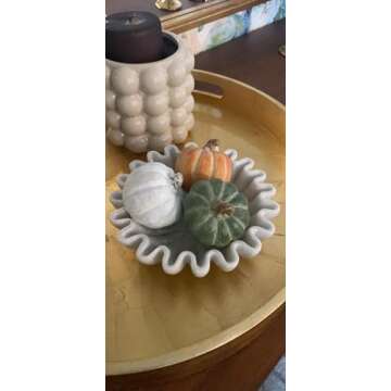 CRAFTFOBIA White Marble Ruffle Bowl/Stone Decorative and Large Fruit Bowls for Your Home Decor - Perfect for Coffee Tables Centerpiece Housewarming Gifts Flower Urli (12)