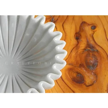 Beautiful CRAFTFOBIA White Marble Ruffle Bowl for Home Decor