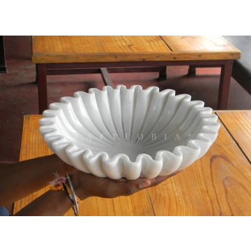 Beautiful CRAFTFOBIA White Marble Ruffle Bowl for Home Decor
