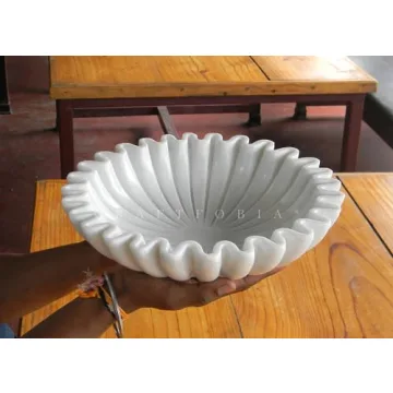 Beautiful CRAFTFOBIA White Marble Ruffle Bowl for Home Decor