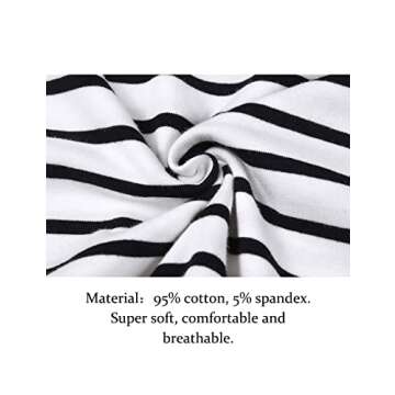 LilyCoco Womens Striped Long Sleeve Shirt Boat Neck Tops Breton Loose Fit Tshirt Black White Large