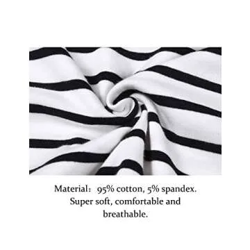 LilyCoco Womens Striped Long Sleeve Shirt Boat Neck Tops Breton Loose Fit Tshirt Black White Large