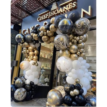 154PCS Elegant Black and Gold Balloon Arch Kit for Parties