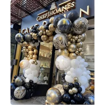 154PCS Elegant Black and Gold Balloon Arch Kit for Parties