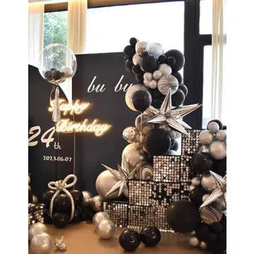 154PCS Elegant Black and Gold Balloon Arch Kit for Parties