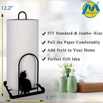 Megier Paper Towel Holder, Kitchen Countertop Paper Tower Stand, Fits Standard Jumbo Roll in Dining ...