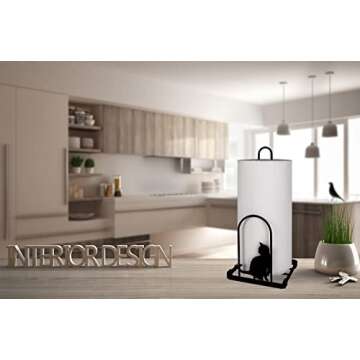 Megier Paper Towel Holder, Kitchen Countertop Paper Tower Stand, Fits Standard Jumbo Roll in Dining Table or Bathroom, Metal Paper Towel Toilet Paper Dispenser with Heavy Duty Base (Black)