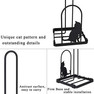 Megier Paper Towel Holder, Kitchen Countertop Paper Tower Stand, Fits Standard Jumbo Roll in Dining Table or Bathroom, Metal Paper Towel Toilet Paper Dispenser with Heavy Duty Base (Black)