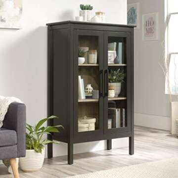 Sauder Anda Norr Display Cabinet/Pantry cabinets, Slate Gray Finish