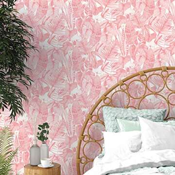 Tempaper Pink Lemonade Tropical Removable Wallpaper - Easy Peel & Stick