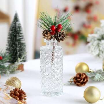 Glass Bud Vase 15 Pcs for Centerpieces Wedding,Home Decor,Bud Vases in Bulk for Flowers,Small Vases for Christmas,Birthday Party,Wedding,Valentine's Day,Mother's Day,Other Events Decorations(Clear)