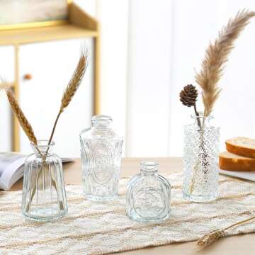 Glass Bud Vase 15 Pcs for Centerpieces Wedding,Home Decor,Bud Vases in Bulk for Flowers,Small Vases for Christmas,Birthday Party,Wedding,Valentine's Day,Mother's Day,Other Events Decorations(Clear)