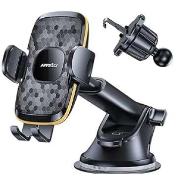 APPS2Car Windshield Phone Mount for Car, 3-in-1 Universal Hook Vent Dashboard Suction Cup Phone Hold...
