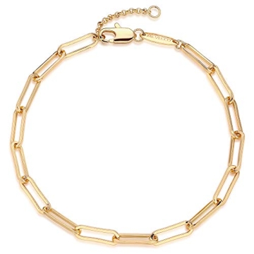 MEVECCO Women's Adjustable 14K Gold Paperclip Bracelet