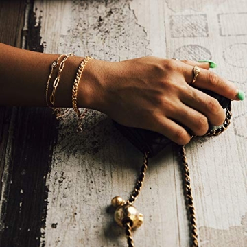 MEVECCO Women's Adjustable 14K Gold Paperclip Bracelet