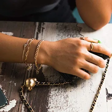 MEVECCO Women's Adjustable 14K Gold Paperclip Bracelet