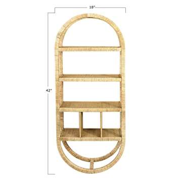 Creative Co-op DF2988 42" H Oval Rattan Wrapped 6 Compartments (Hangs Vertical or Horizontal) Wall Shelf, Beige
