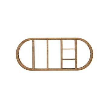 Creative Co-op DF2988 42" H Oval Rattan Wrapped 6 Compartments (Hangs Vertical or Horizontal) Wall Shelf, Beige