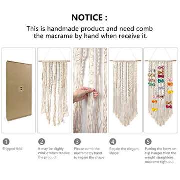 Stylish Mkono Macrame Hair Bow Holder for Kids Room