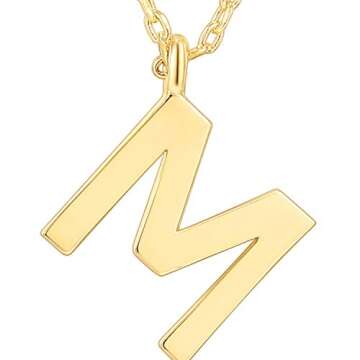 PAVOI 14K Yellow Gold Plated Initial Necklace | Letter Necklaces for Women | M Initial